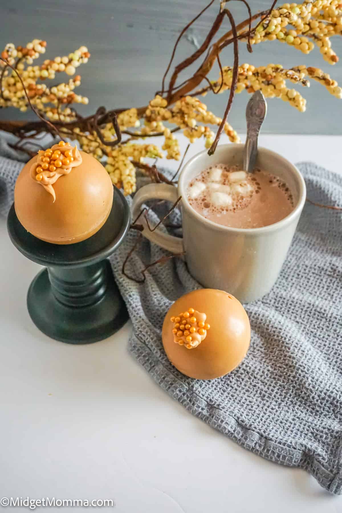 cup of peanut butter hot chocolate made with a peanut butter hot chocolate bomb