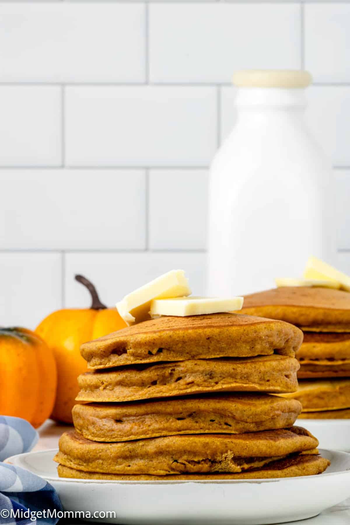 stack of fresh made pumpkin pancakes