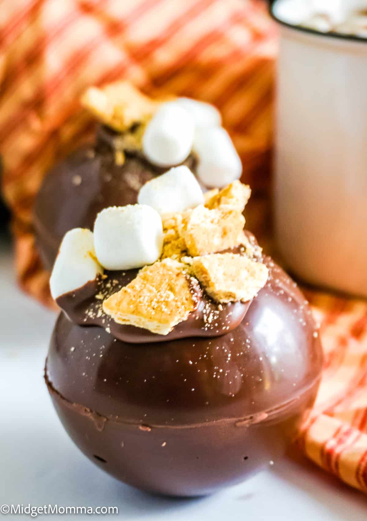 close up photo of smores hot chocolate bomb