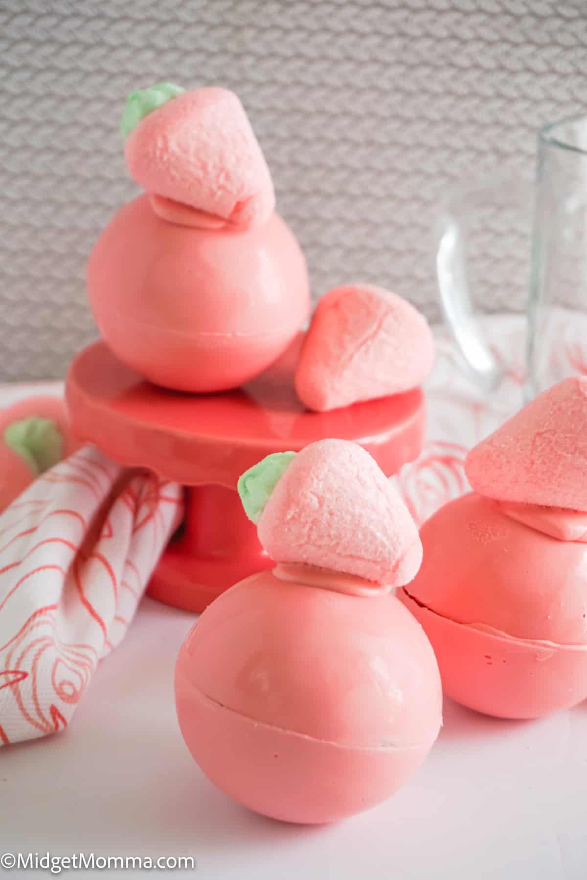 3 strawberry hot chocolate bombs 