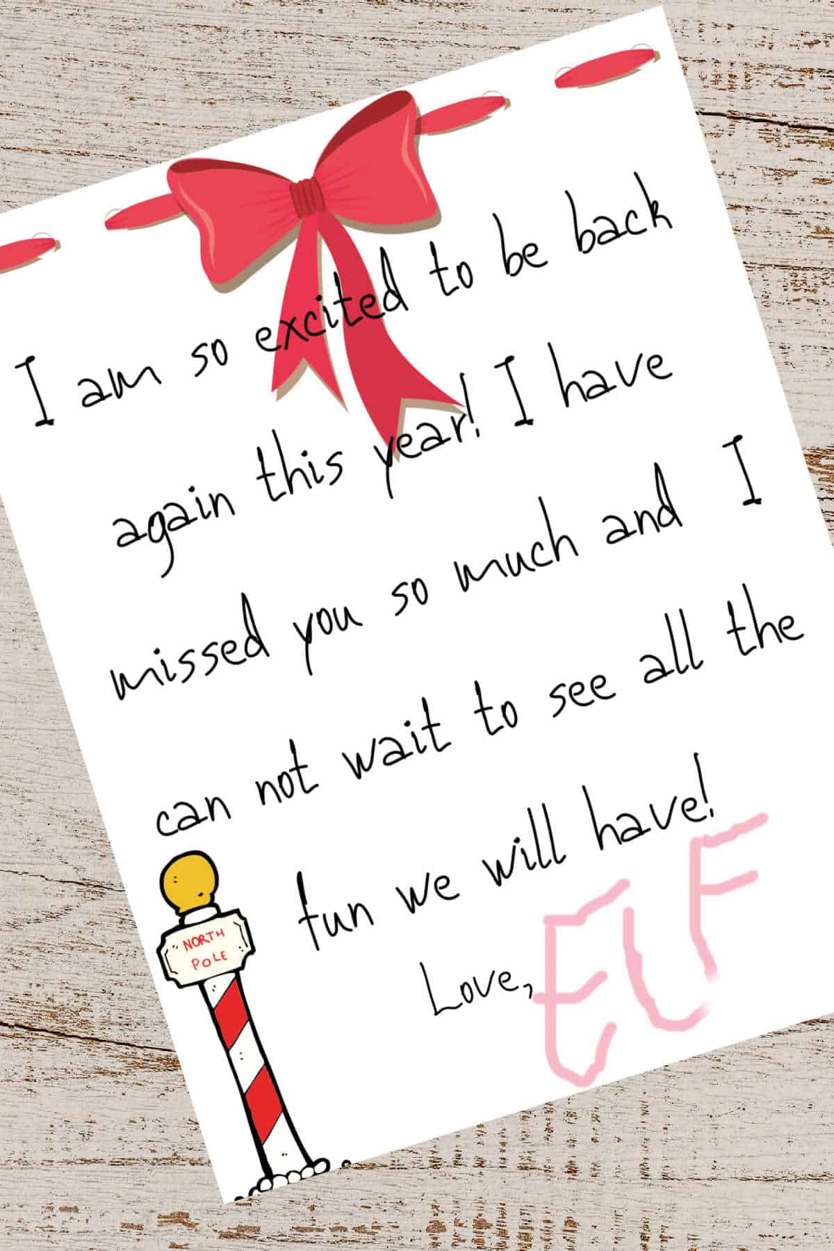 Elf on the Shelf I am back letter printable