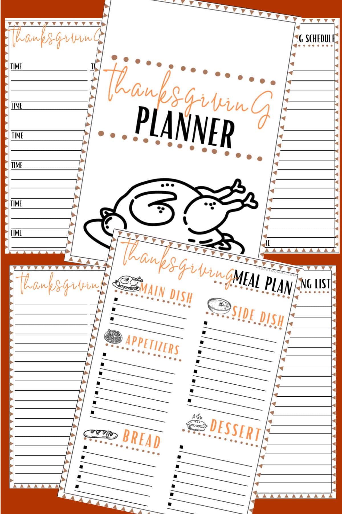 Thanksgiving meal planner printable