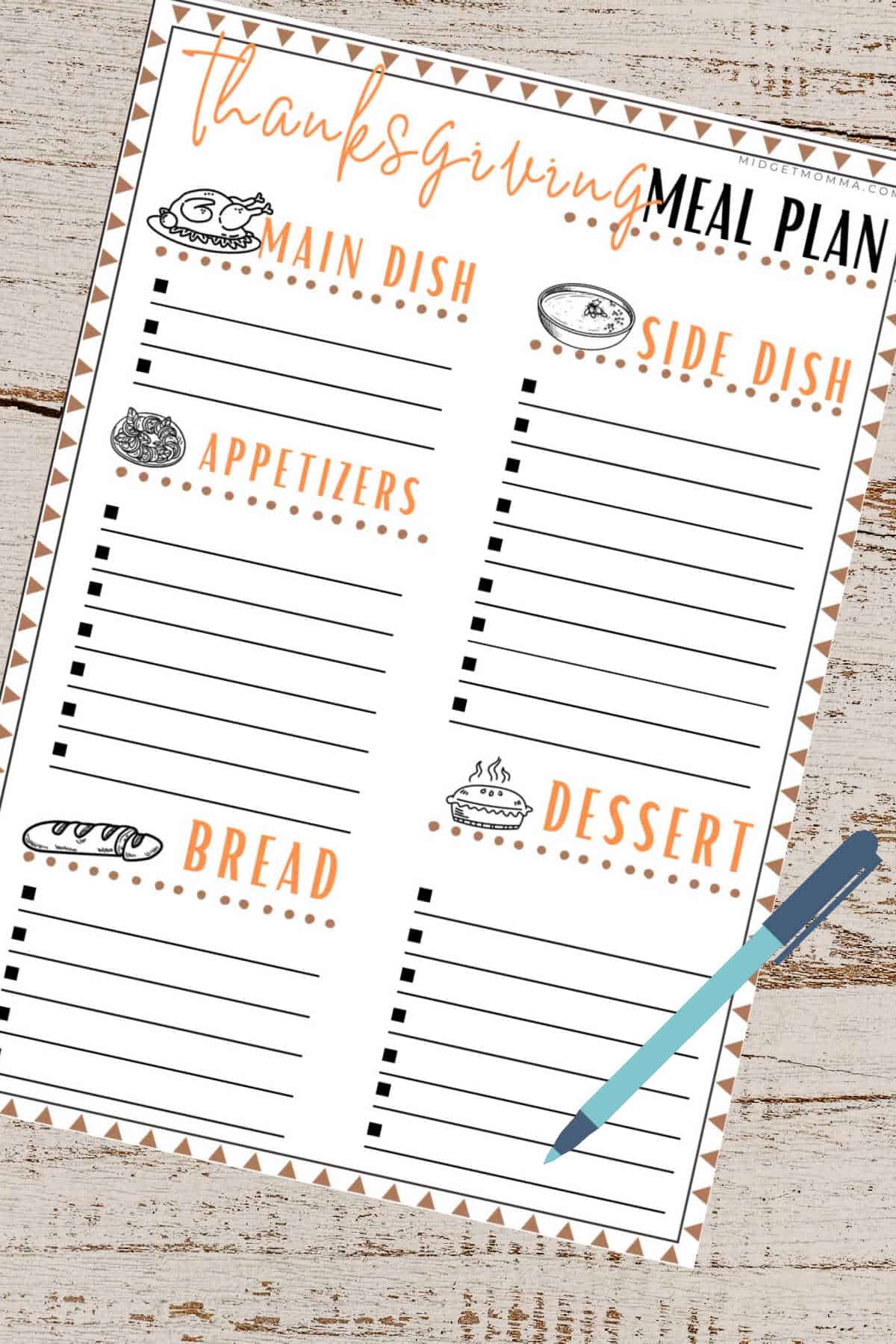 Thanksgiving menu planner printables