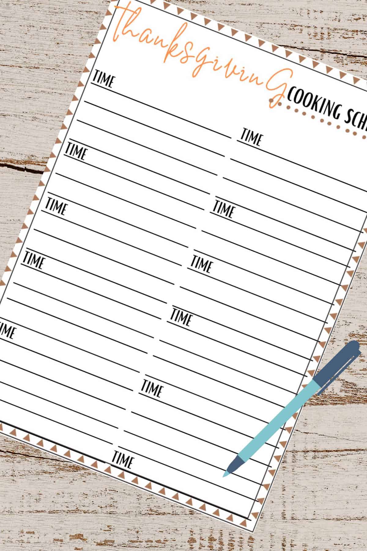 Thanksgiving Day Cooking Schedule Printable