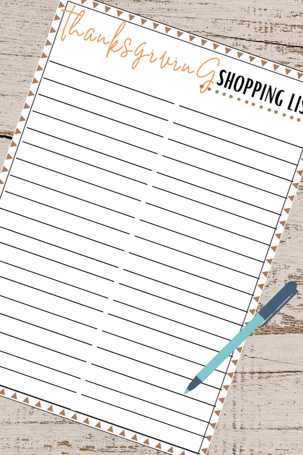 Thanksgiving shopping list printable.