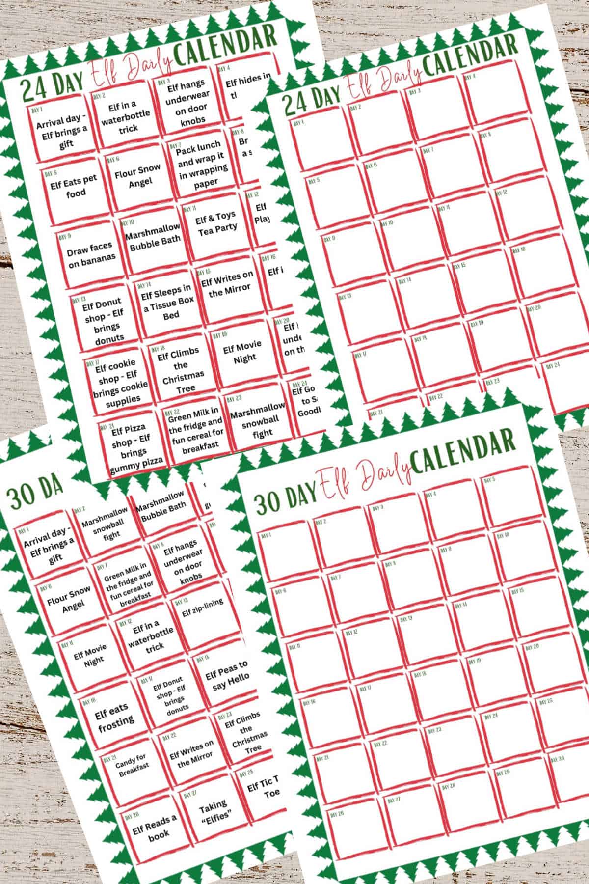 Elf on the shelf planner elf ideas calendar printable