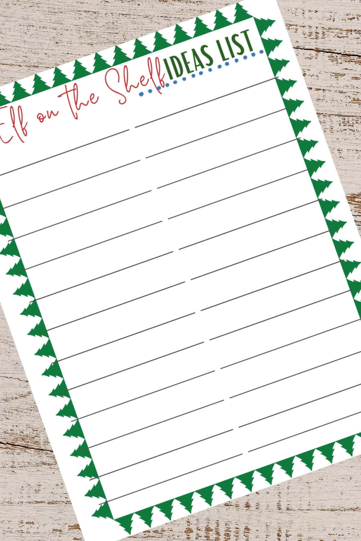 Elf on the shelf planner ideas list