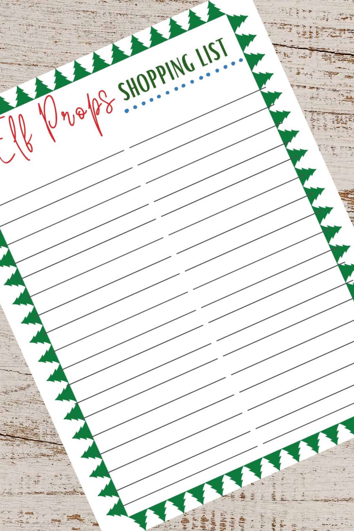 Elf on the shelf planner shopping list