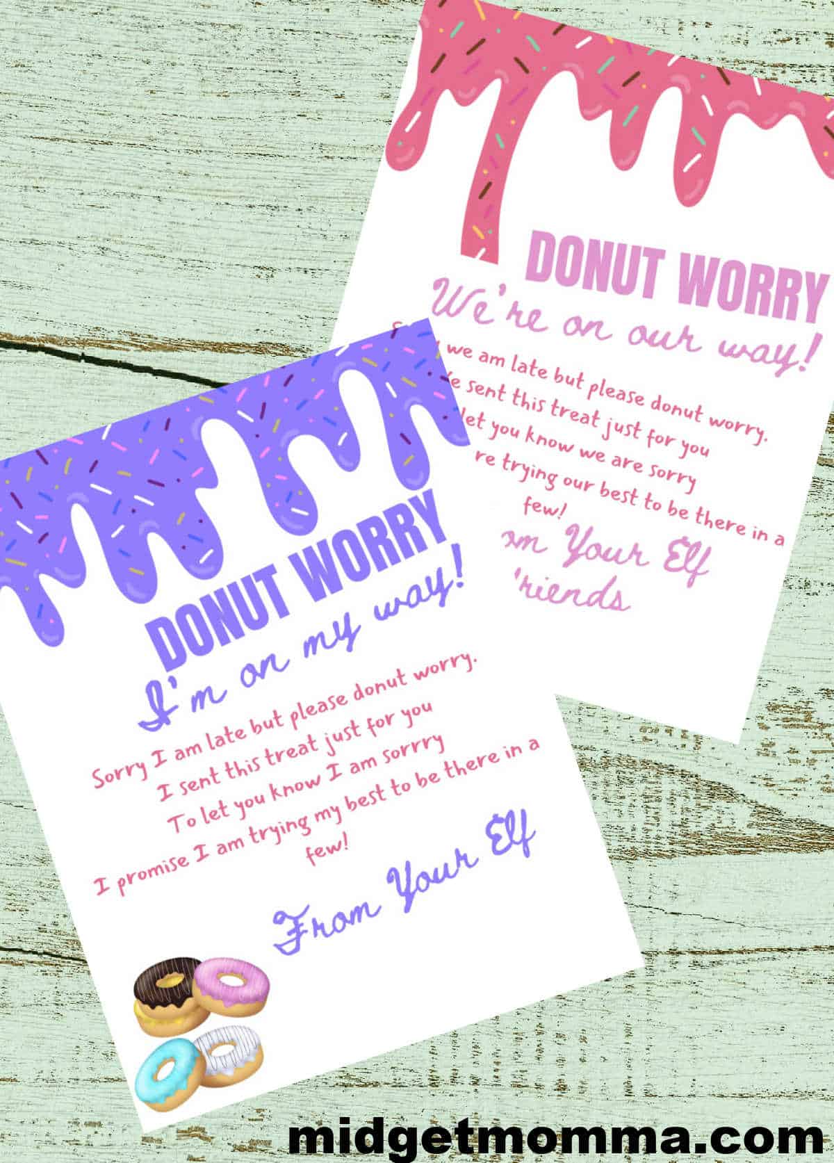 Elf on the shelf donut worry im late printable letters