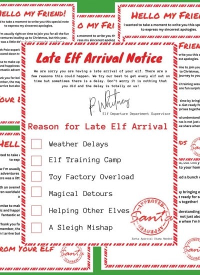 Elf on the Shelf Late Arrival Letters