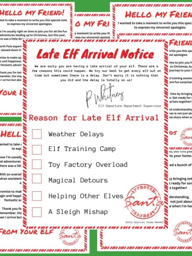 Elf on the Shelf Late Arrival Letters Printables