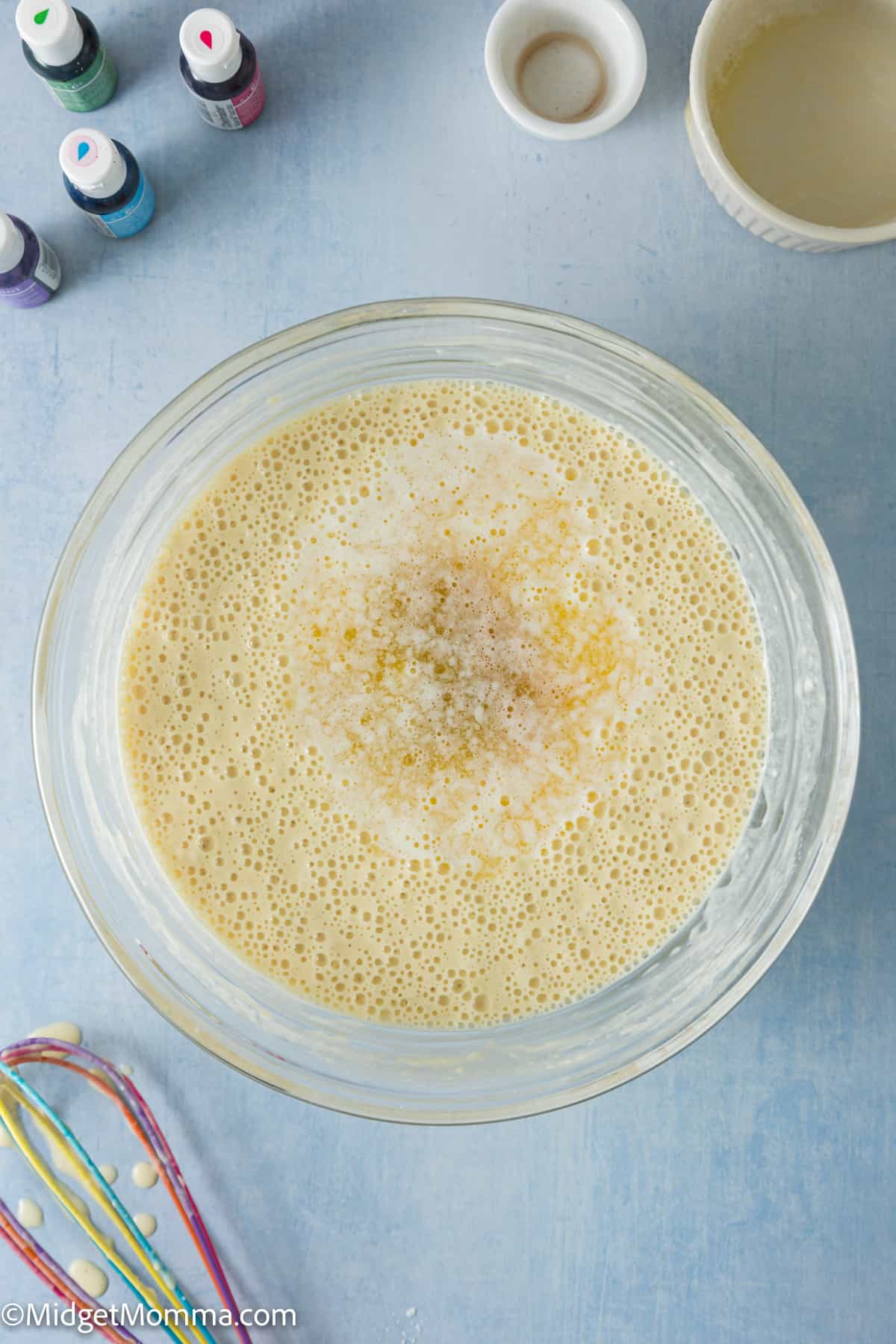 butter added to the bowl of batter.